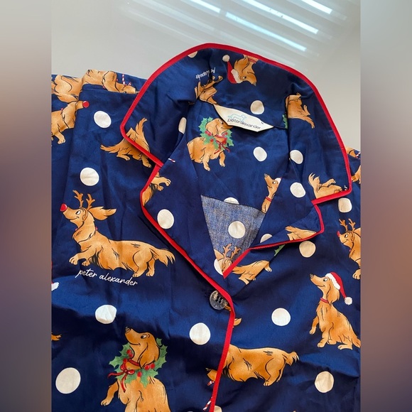 Peter Alexander Festive Blue Pajama Set with Reindeer Print size L - Picture 6 of 8